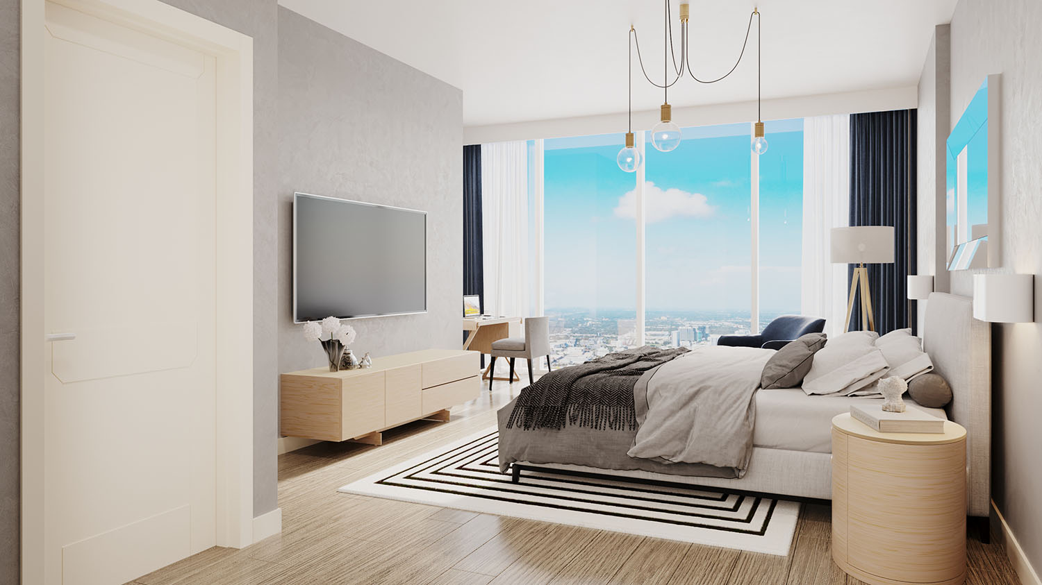 One-bedroom loft bedroom, developer rendering