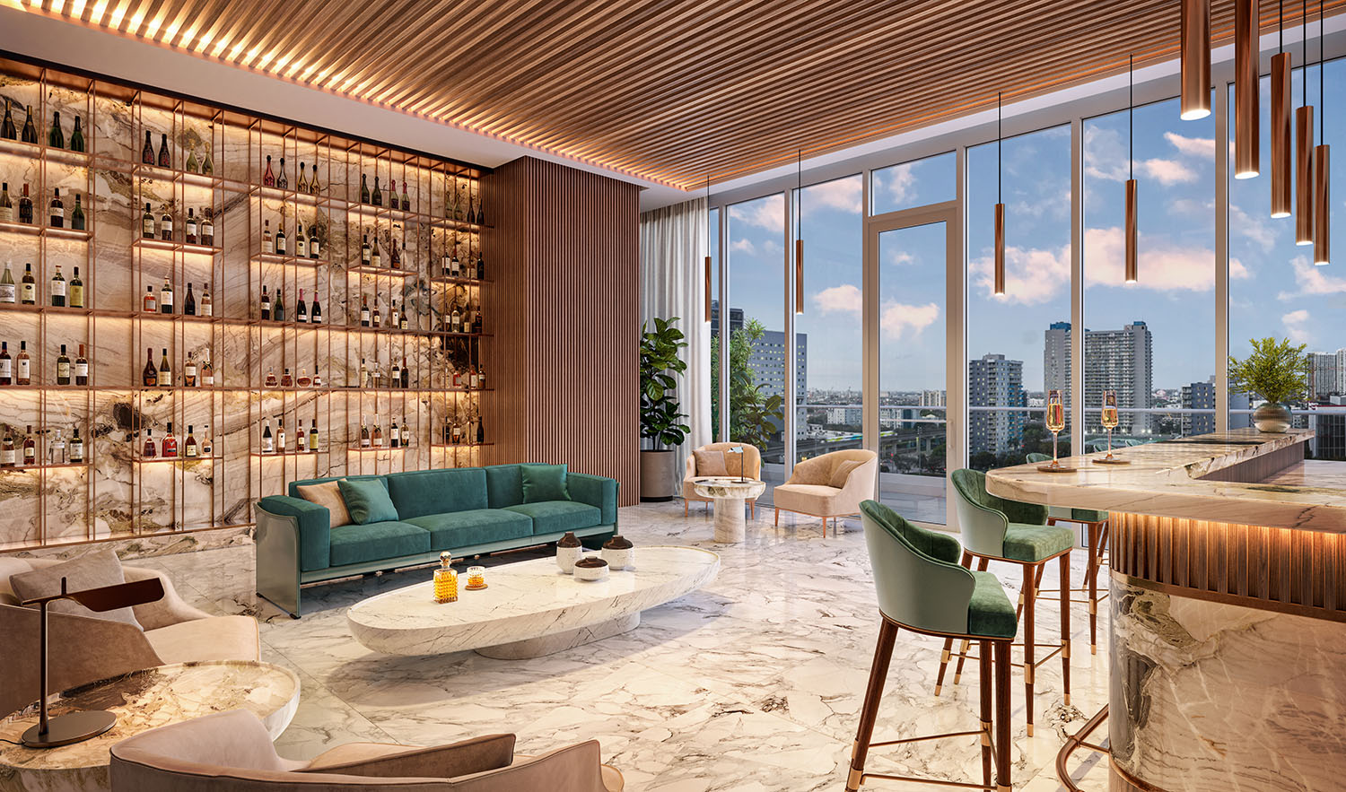 12th-floor wine lounge, developer rendering