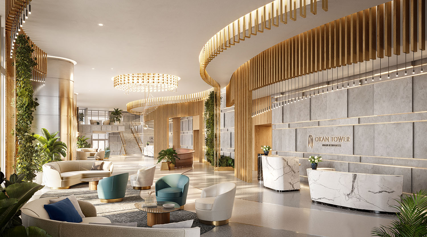 Ground-floor arrival lobby, developer rendering