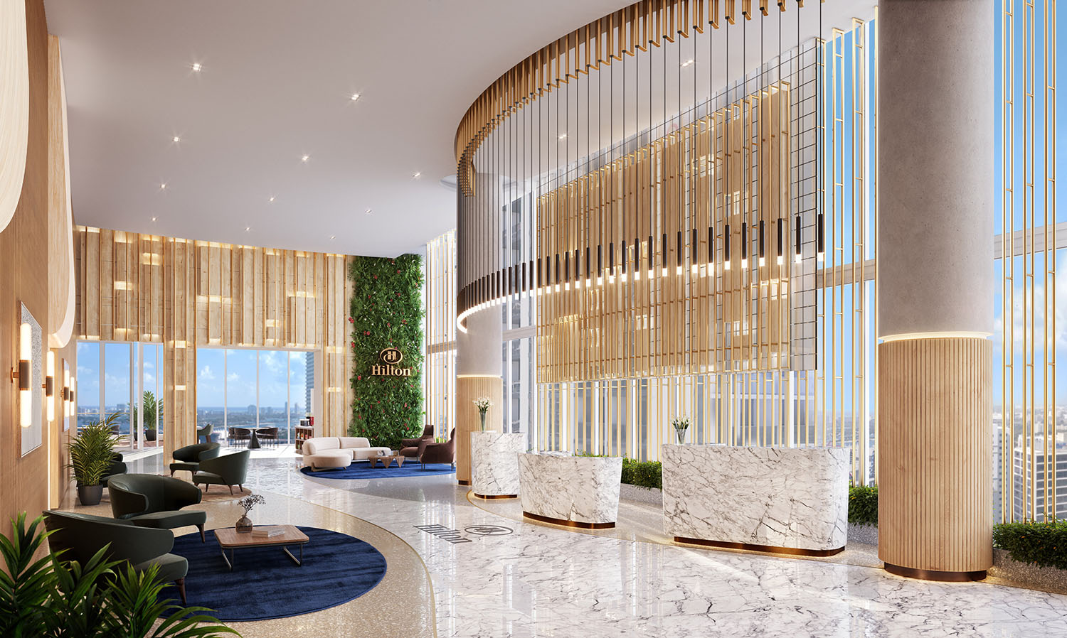 Hilton lobby, developer rendering