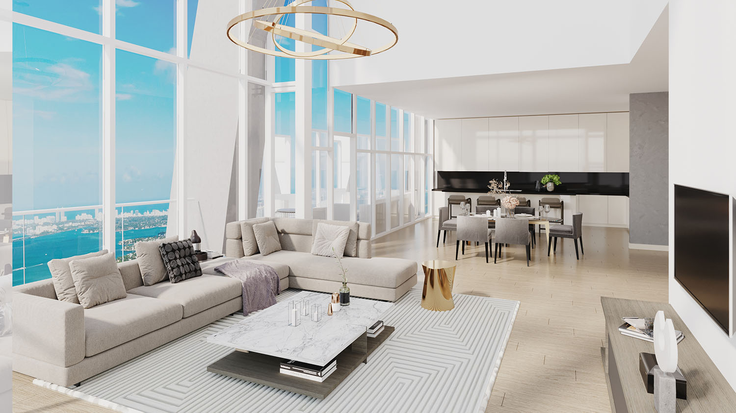Three-bedroom loft living room, developer rendering
