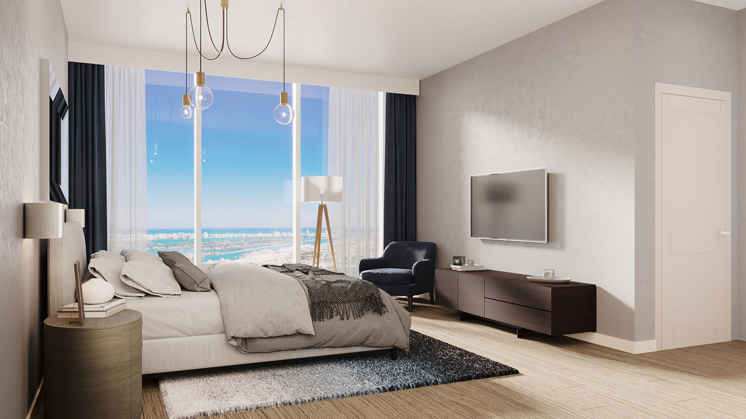 Three-bedroom loft bedroom, developer rendering